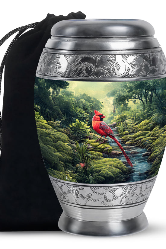 Red Cardinal Cremation Urn - Forest Memorial Urn For Loved Ones