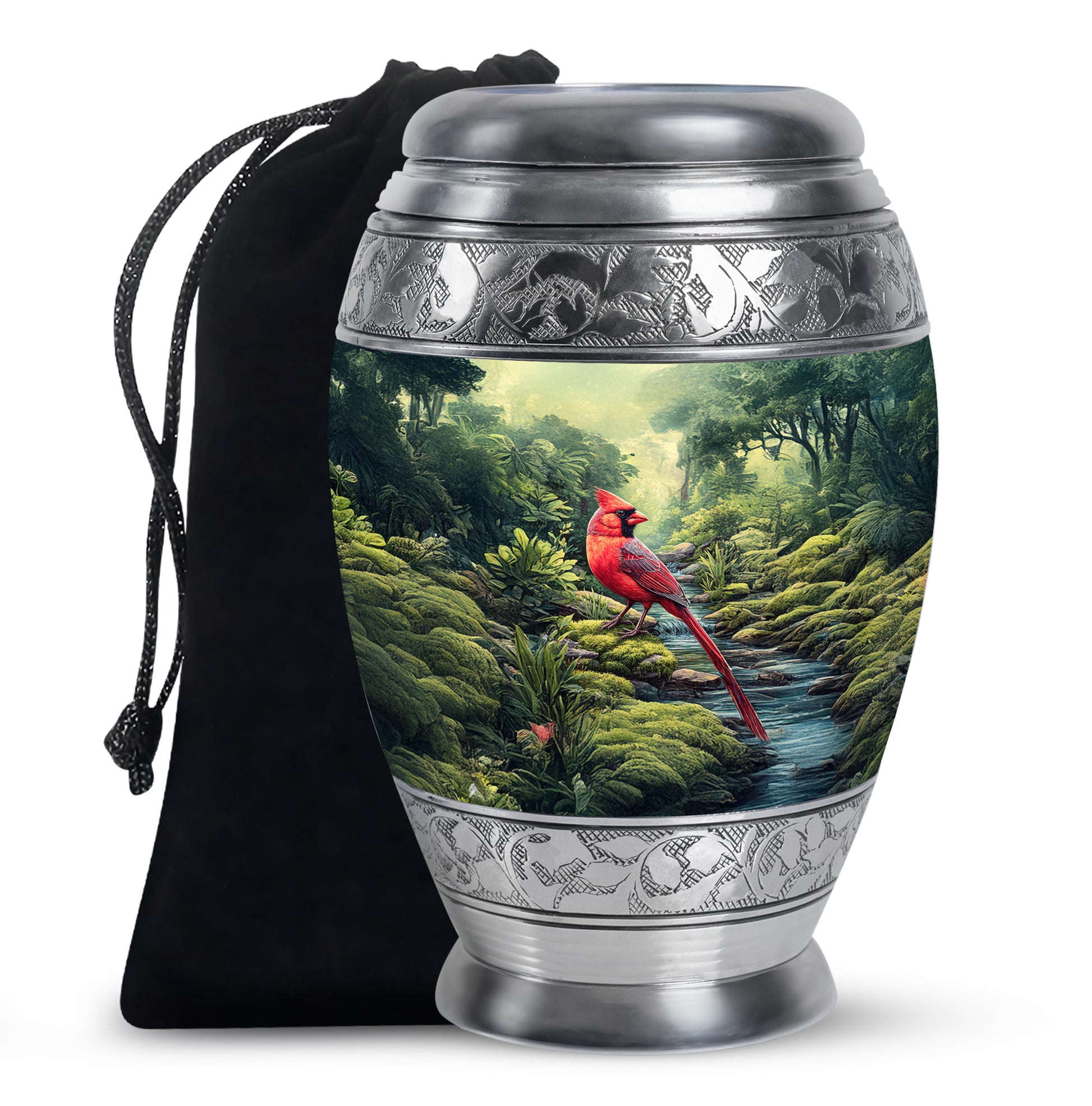Red Cardinal Cremation Urn - Forest Memorial Urn For Loved Ones