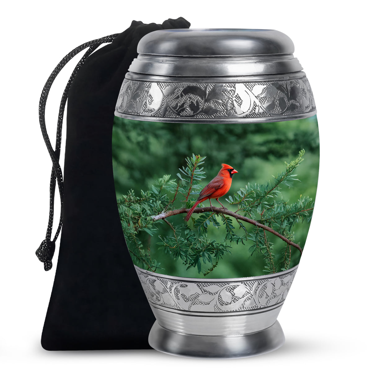 Cardinal Bird Memorial Urn - Nature Theme Funeral Urn For Human Ashes