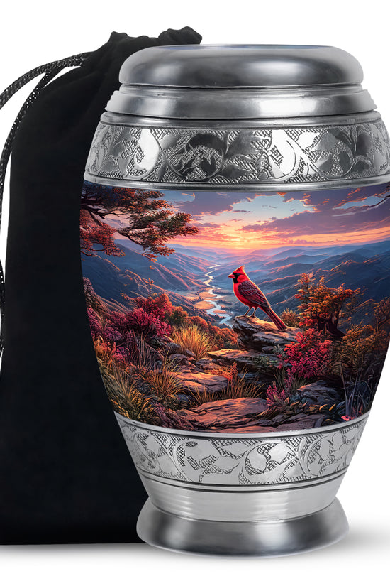 Cardinal Bird Funeral Urn - Peaceful Valley Memorial Urn For Adult Ashes