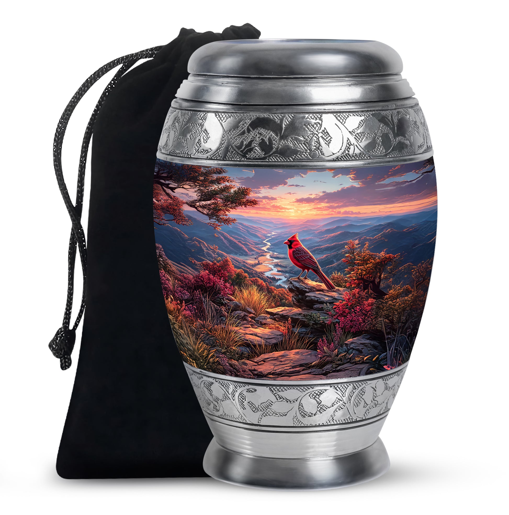 Cardinal Bird Funeral Urn - Peaceful Valley Memorial Urn For Adult Ashes