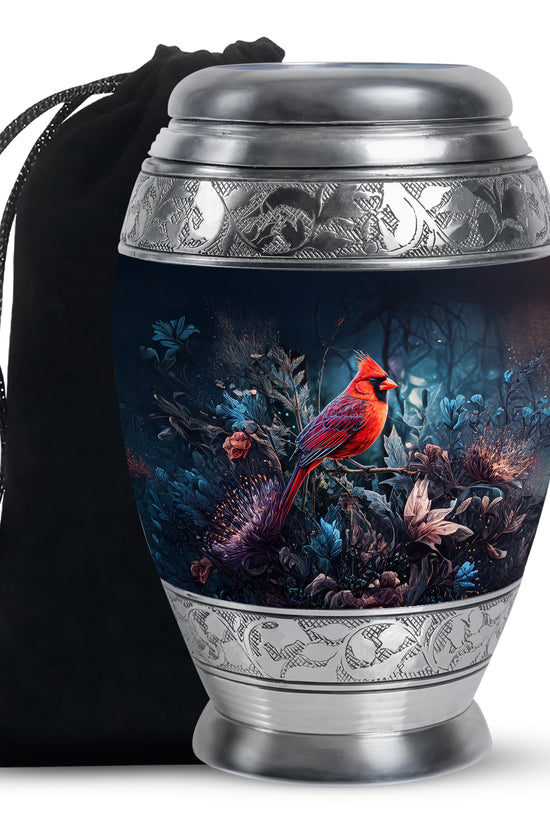 Peaceful Cardinal Funeral Urn - Nature theme Aluminum Cremation Urn For Ashes