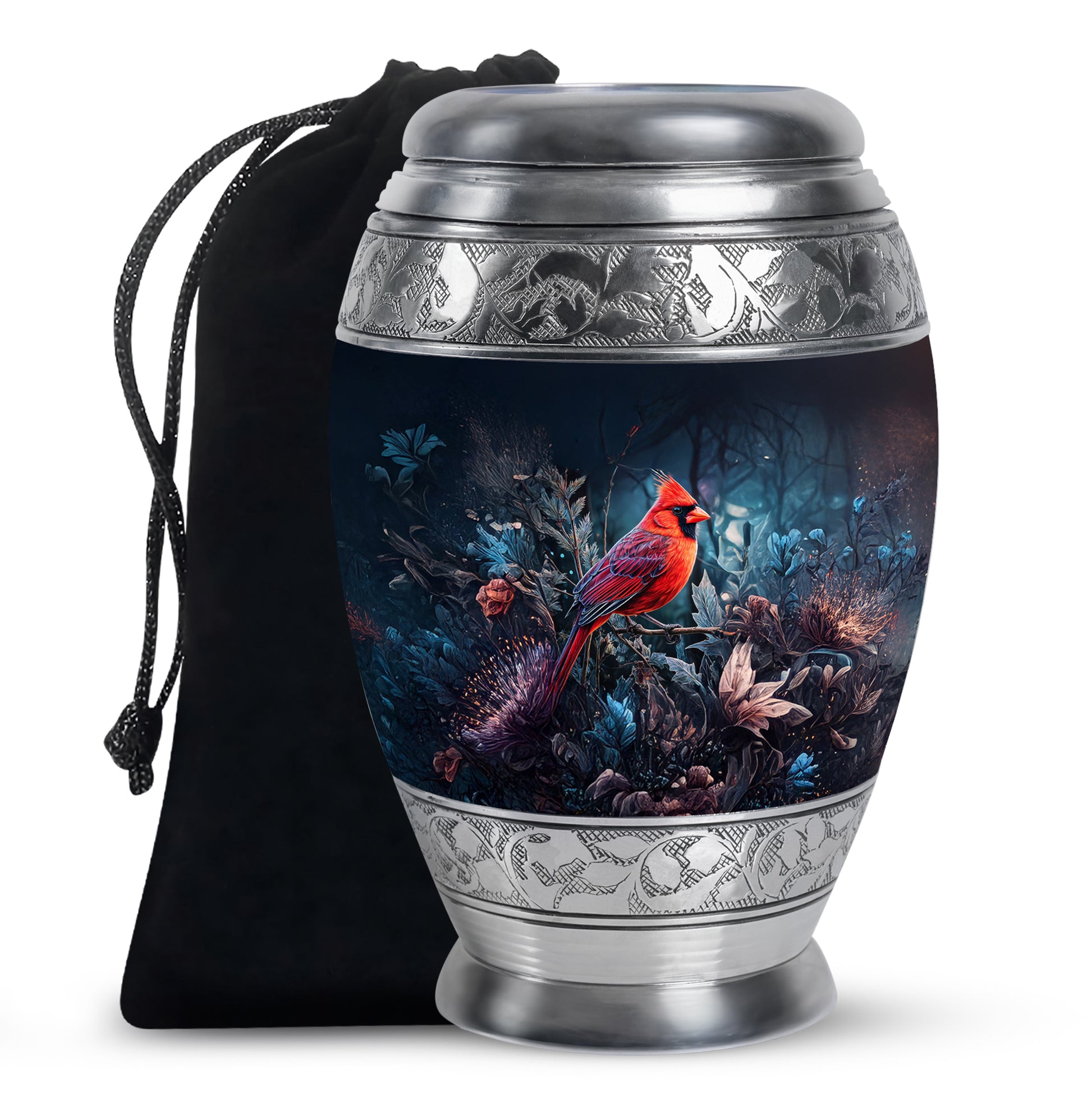 Peaceful Cardinal Funeral Urn - Nature theme Aluminum Cremation Urn For Ashes