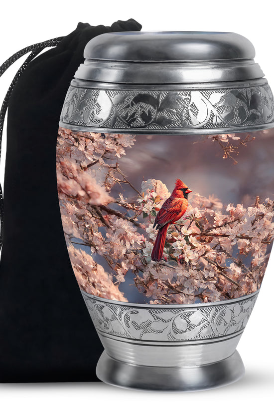 Red Cardinal Bird Memorial Urn - Artistic Memorial Urn For Loved Ashes