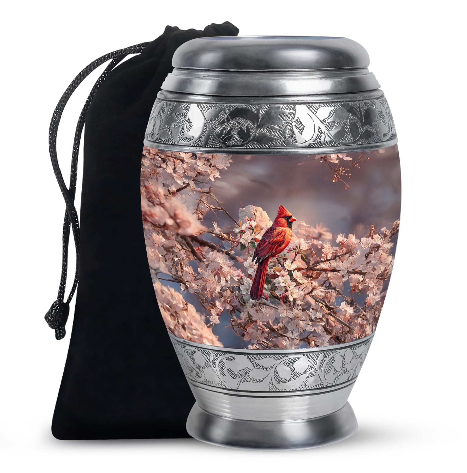 Red Cardinal Bird Memorial Urn - Artistic Memorial Urn For Loved Ashes