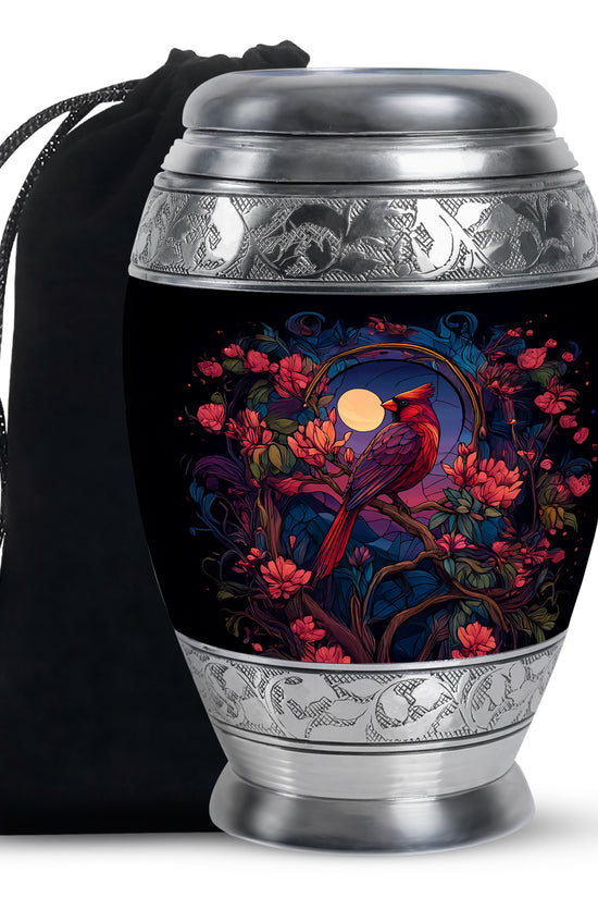 Moonlight Cardinal Cremation Urn - Artistic Memorial Urn For Adult Ashes
