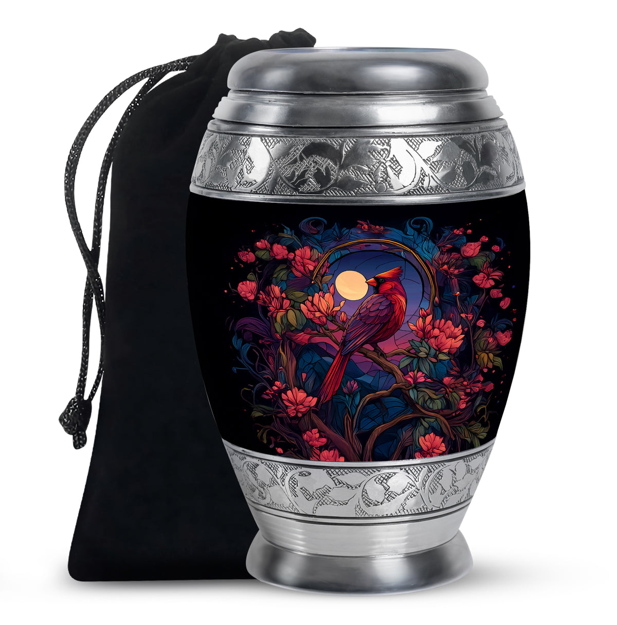 Moonlight Cardinal Cremation Urn - Artistic Memorial Urn For Adult Ashes