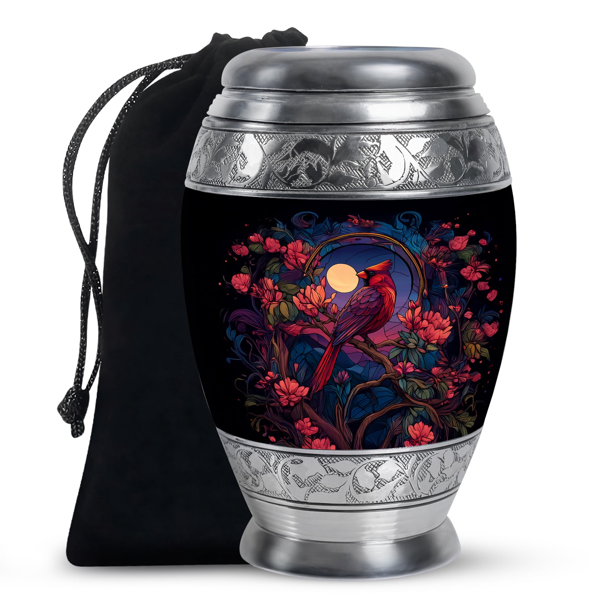 Moonlight Cardinal Cremation Urn - Artistic Memorial Urn For Adult Ashes