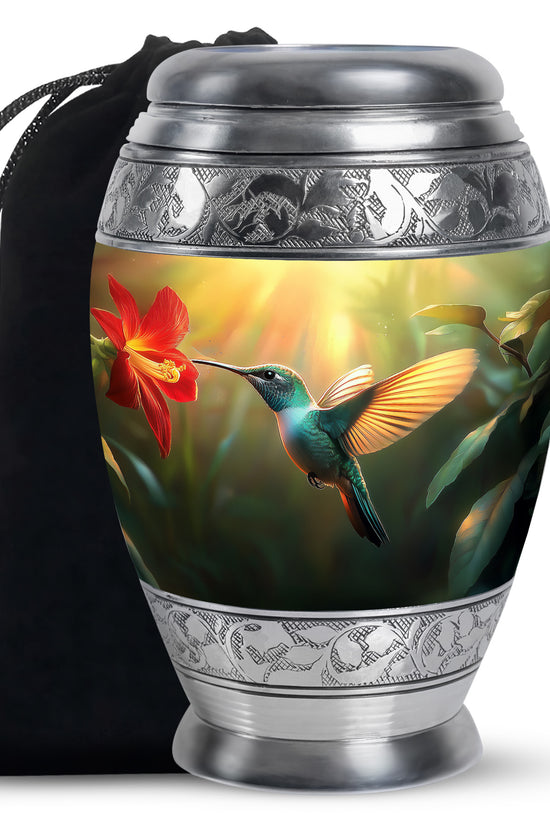 Hummingbird Memorial Urn - Golden Decorative Urn For Adults Ashes