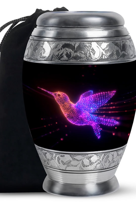 Neon Hummingbird Cremation Urn - Artistic Memorial Urn For Male & Female