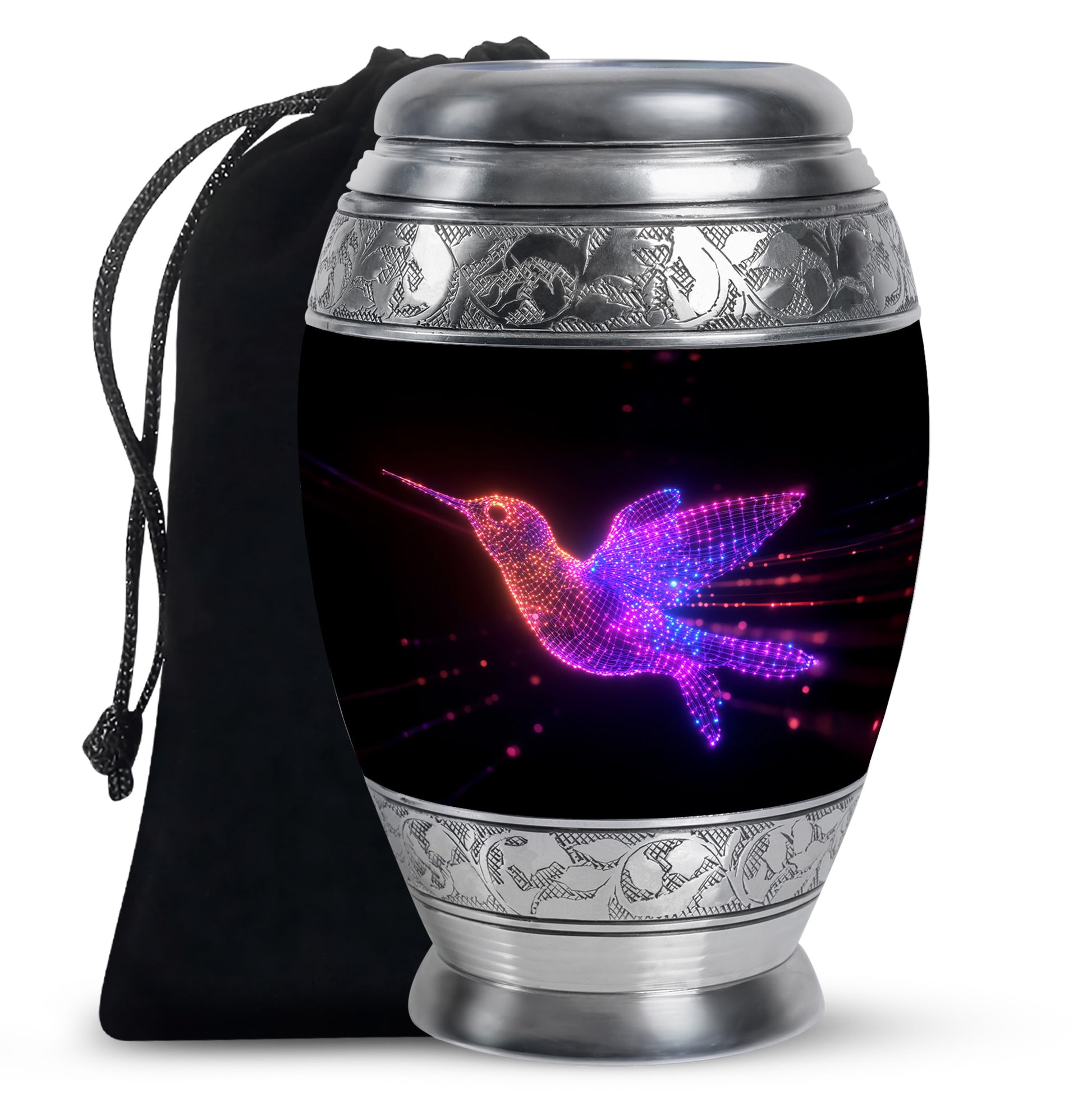 Neon Hummingbird Cremation Urn - Artistic Memorial Urn For Male & Female