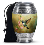 Beautiful Flowers Funeral Urn - Green Hummingbird Urn For Father & Mother
