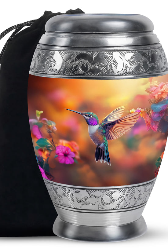 Elegent Hummingbird Funeral Urn - Orange Decorative Urn For Loved Ones