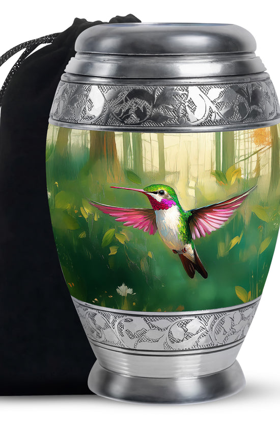 Forest Hummingbird Cremation Urn - Beautiful Natural Memorial Urn For Human Ashes