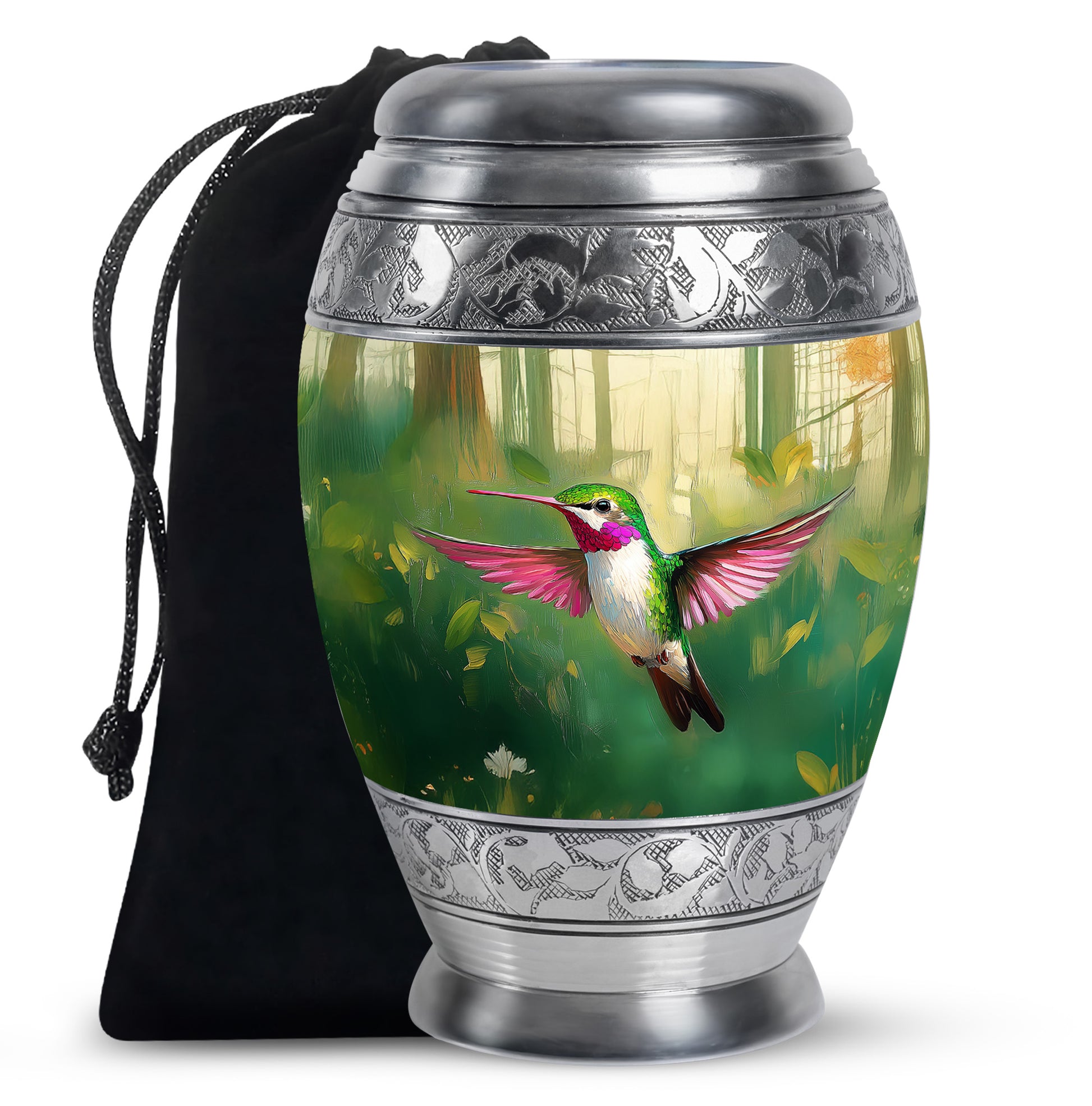 Forest Hummingbird Cremation Urn - Beautiful Natural Memorial Urn For Human Ashes