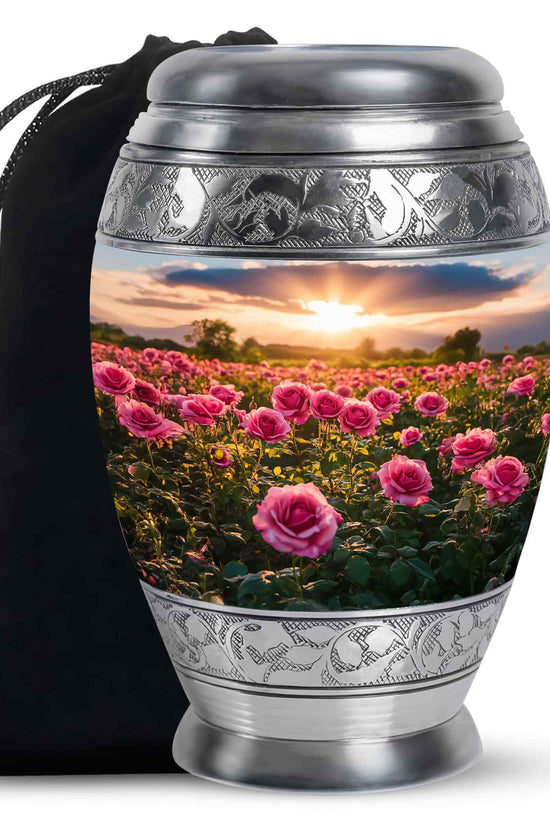 Pink Flower Landscape Cremation Urn - Beautiful Memorial Urn For Female Ashes