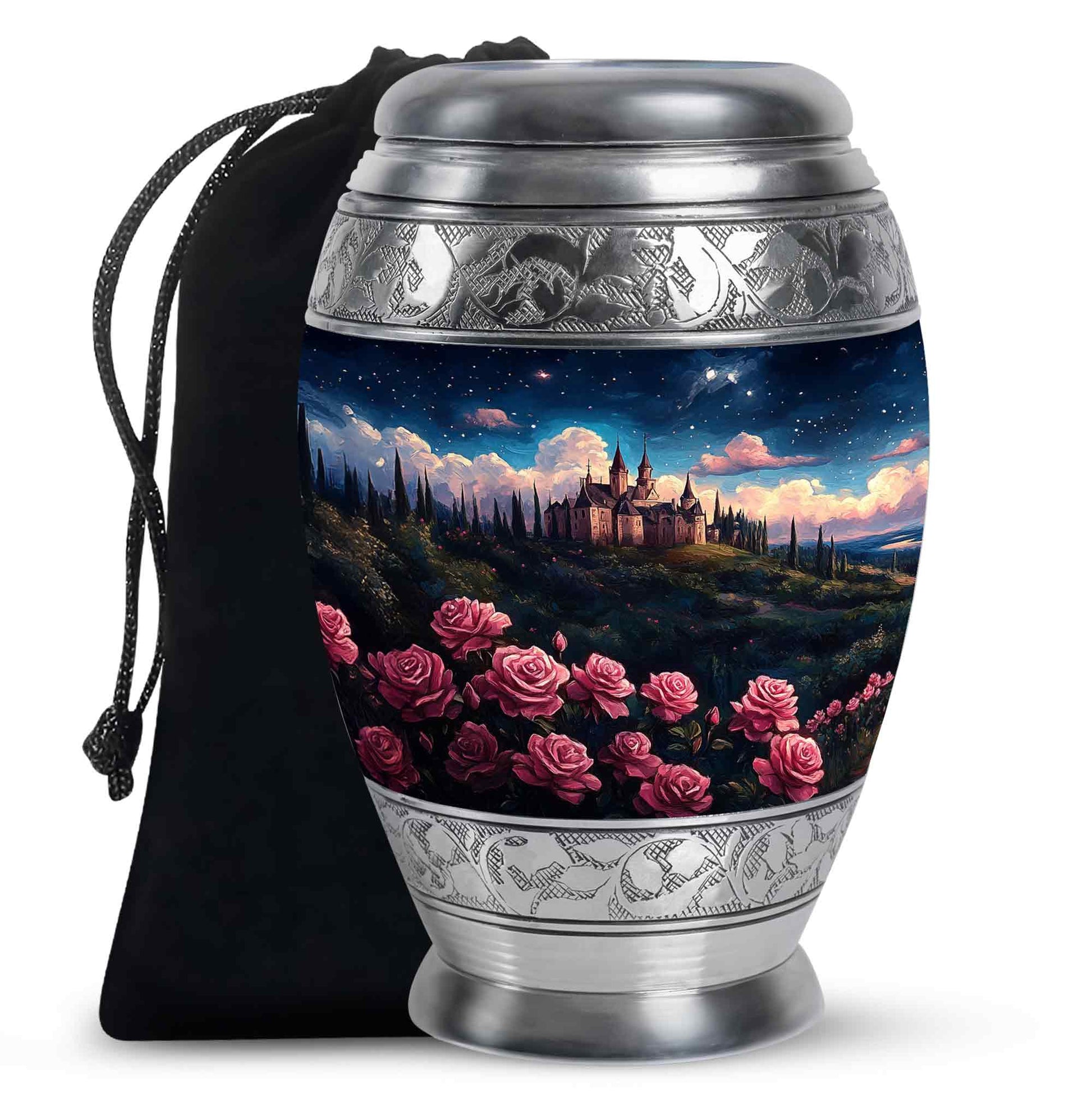 Rose Garden Memorial Urn – Artistic Castle Urn for Adult Male & Female Ashes