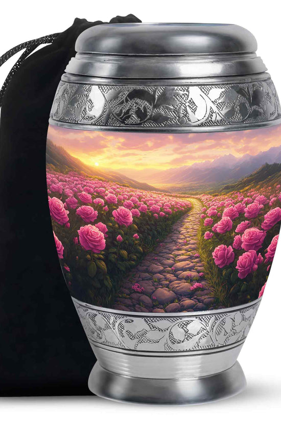 Pink Rose Valley Tribute Urn – Beautiful Cremation Urn For Human Ashes