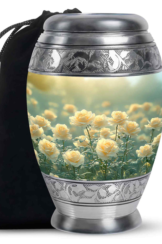 Golden Yellow Rose Memorial Urn – Cremation Urn For Mom & Dad