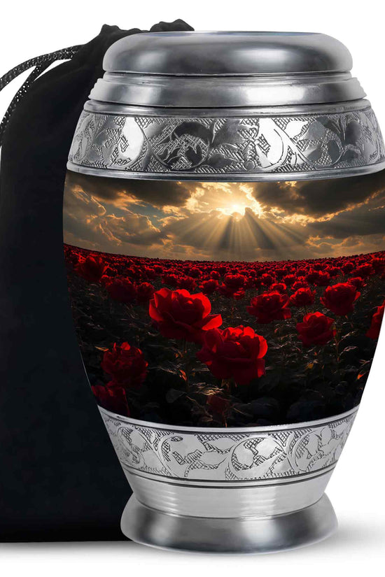 Beautiful Sunlight Memorial Urn - Rose Field Funeral Urn For Women