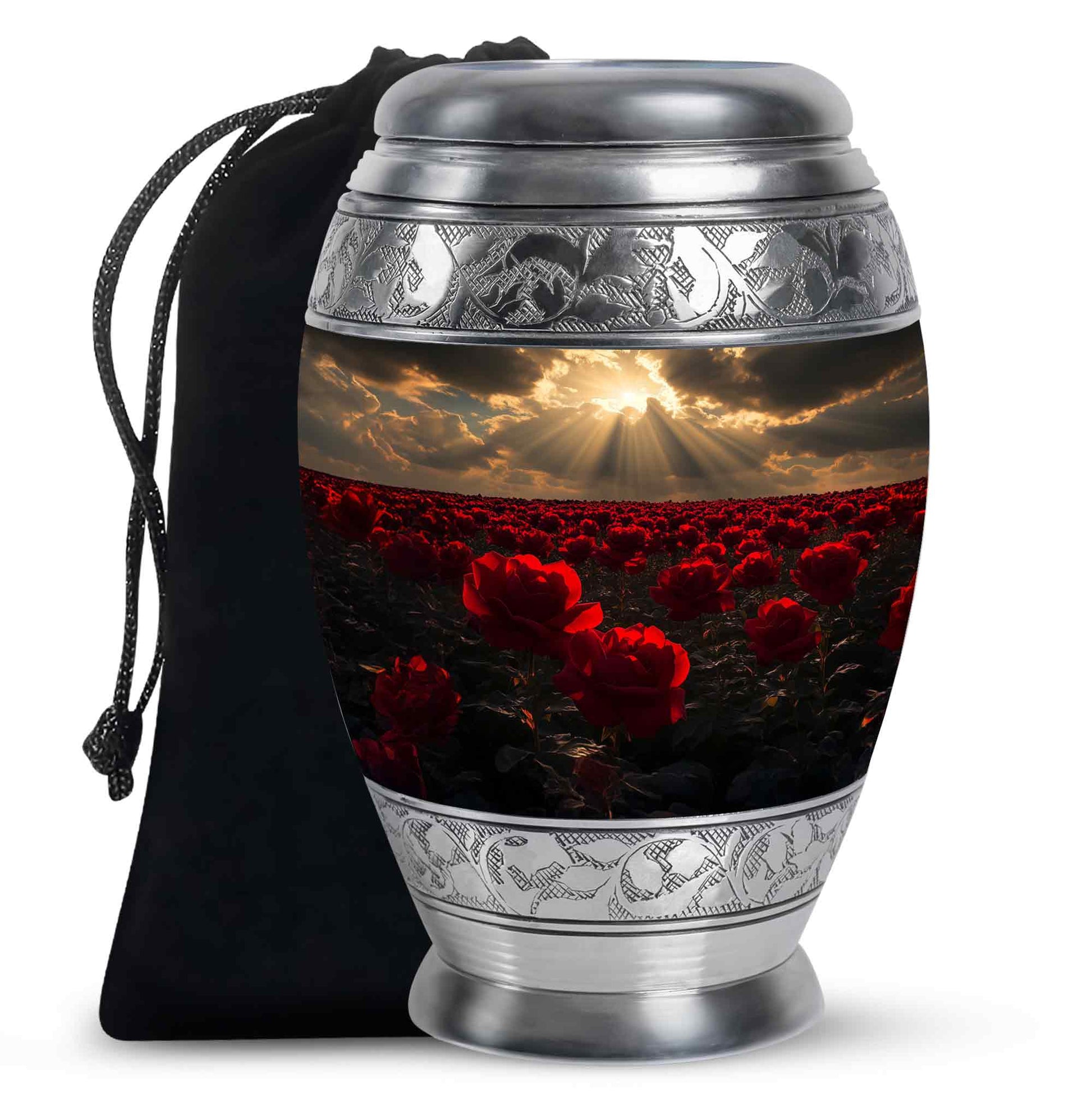 Beautiful Sunlight Memorial Urn - Rose Field Funeral Urn For Women