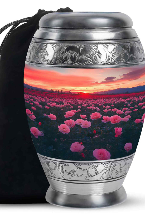 Beautiful Pink Floral Cremation Urn - Sunset Urn For Ashes Adult
