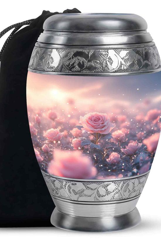 Pink Rose Cremation Urn - Beautiful Memorial Urn For Mother