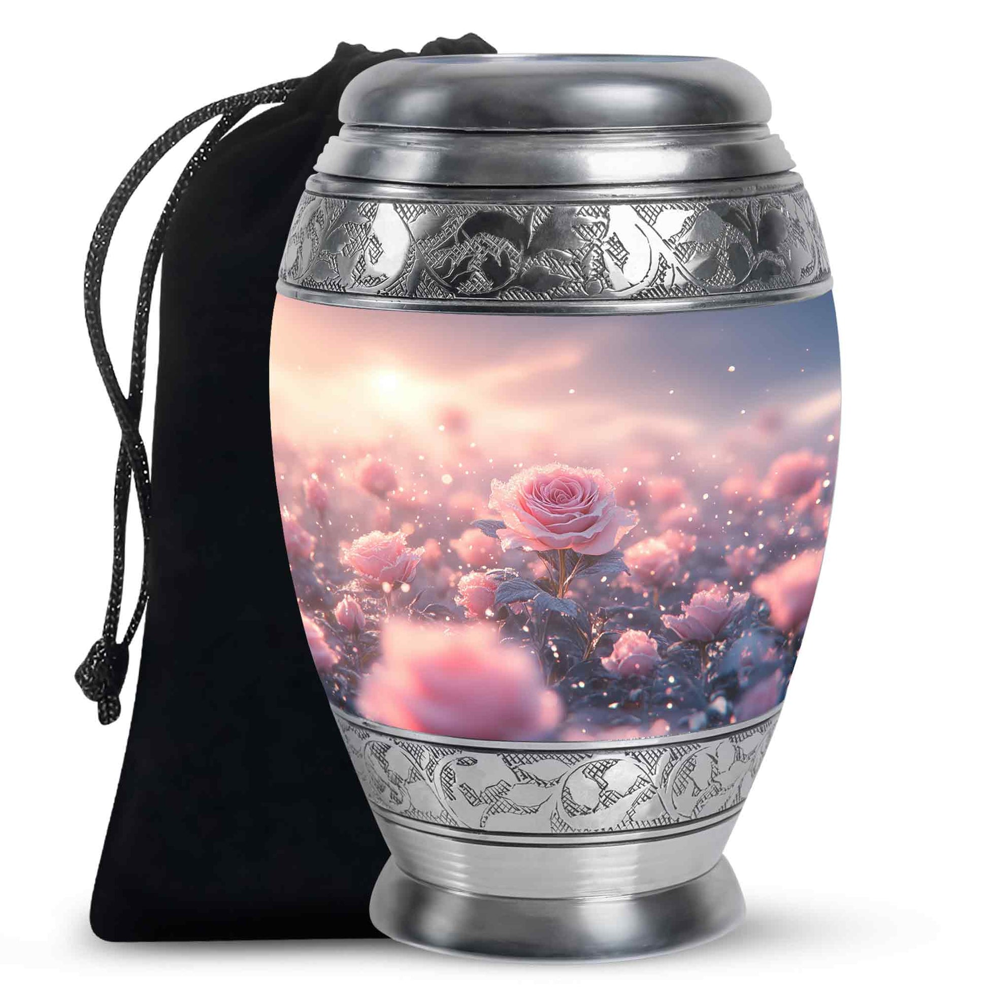 Pink Rose Cremation Urn - Beautiful Memorial Urn For Mother