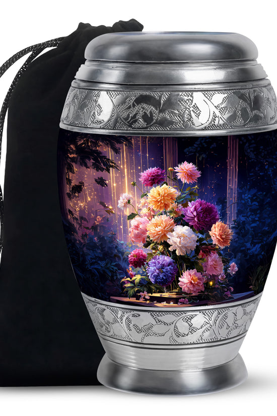 Artistic Flower Memorial Urn - Beautiful Purple Funeral Urn For Female