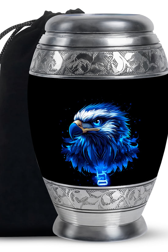 Neon Blue Eagle Art Urn For Funeral - Large Sized Urn For Adult Male