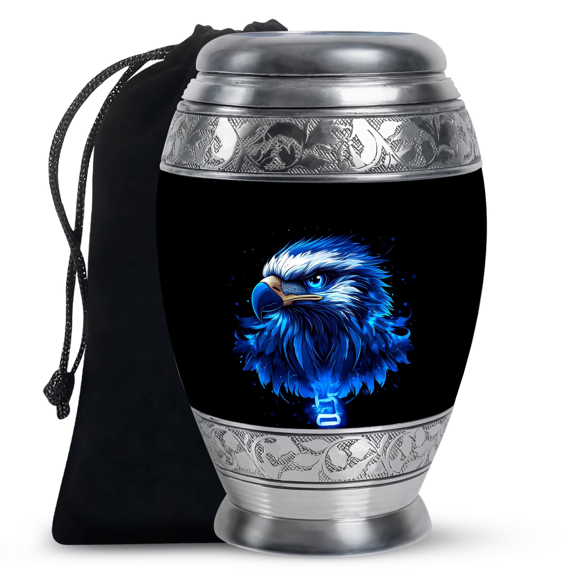 Neon Blue Eagle Art Urn For Funeral - Large Sized Urn For Adult Male