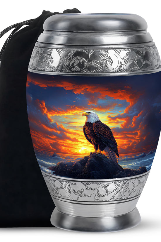 Bald Eagle Cremation Urn For Men - Bird Funeral Urn For Ashes