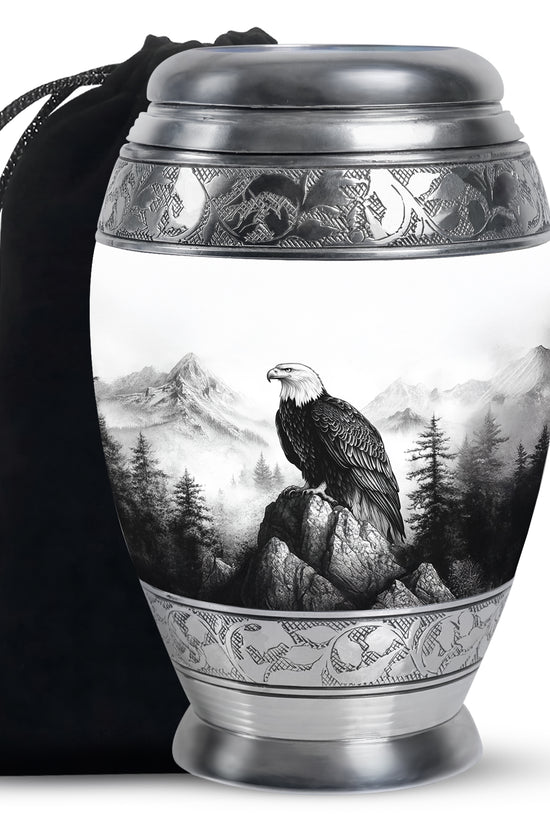 Black And White Eagle Urn For Ashes - Memorial Ashes Urn For Men