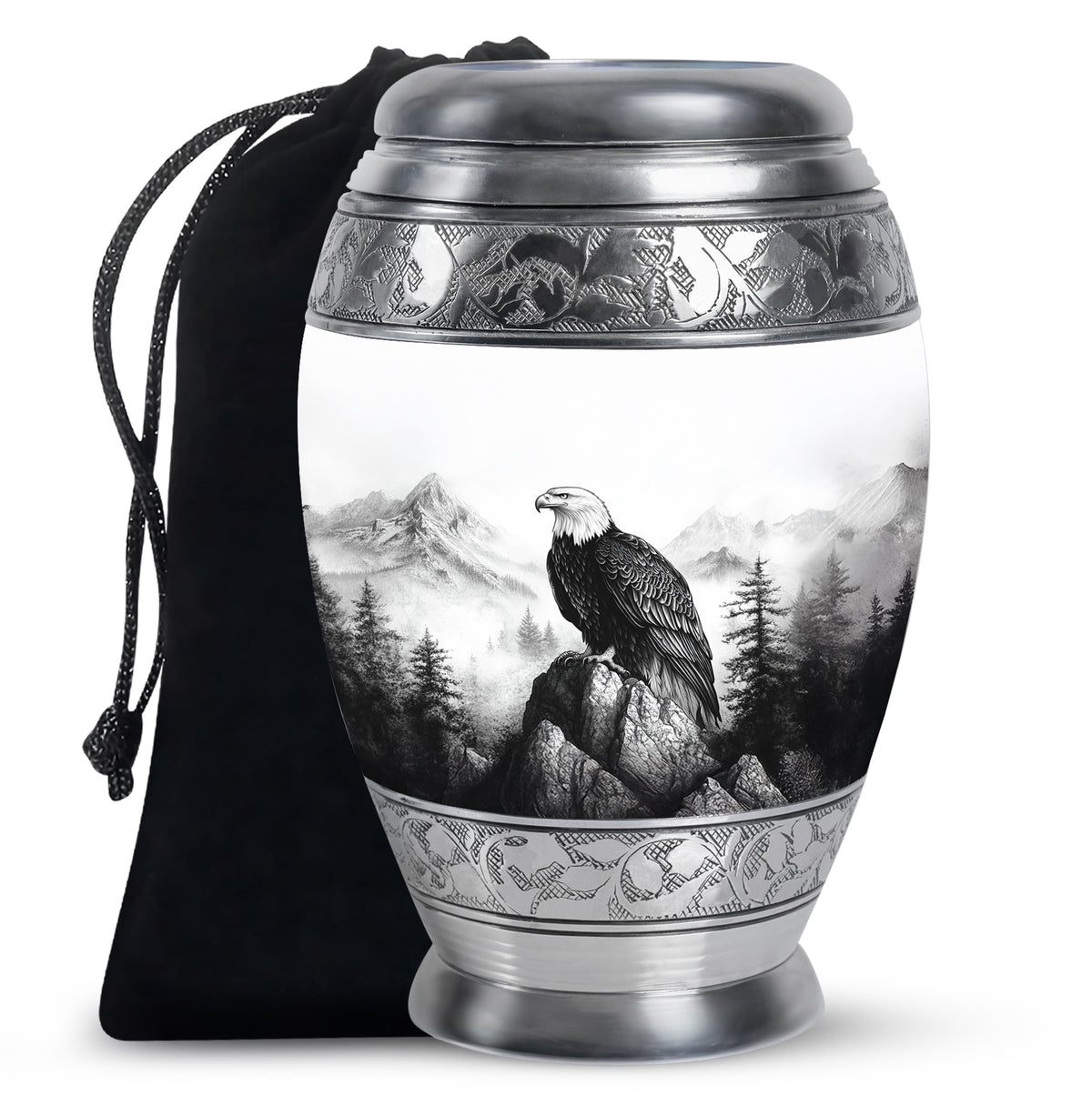 Black And White Eagle Urn For Ashes - Memorial Ashes Urn For Men