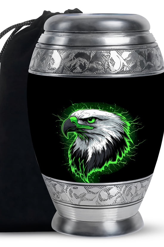 Neon Green Artistic Eagle Urn For Funeral - Large Urn For Adult Male