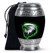 Neon Green Artistic Eagle Urn For Funeral - Large Urn For Adult Male