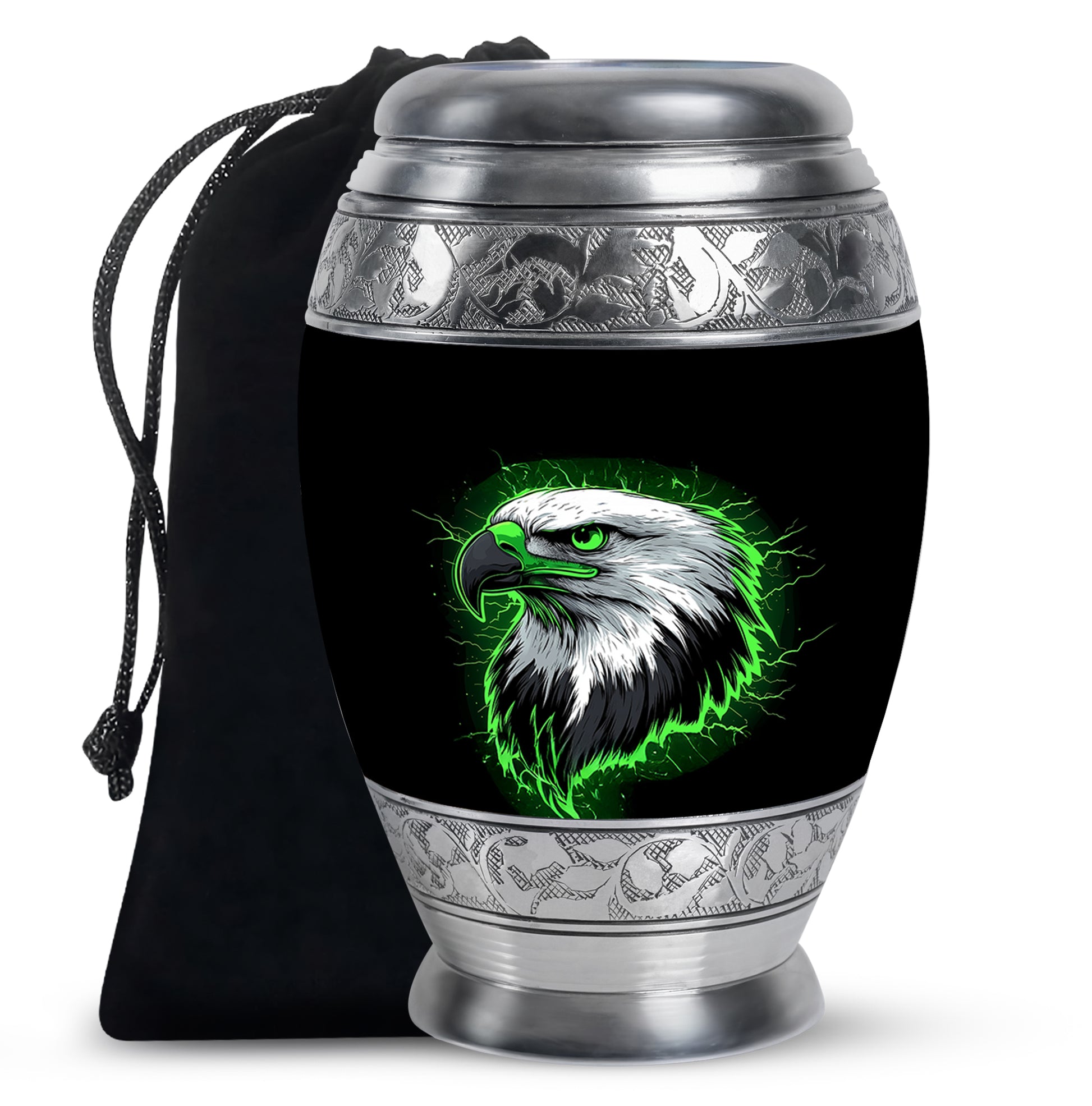 Neon Green Artistic Eagle Urn For Funeral - Large Urn For Adult Male