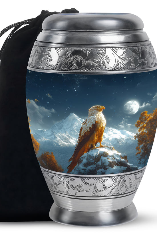 Bald Eagle Memorial Urn for Ashes - Beautiful Mountain Funeral Urn For Adult Ashes