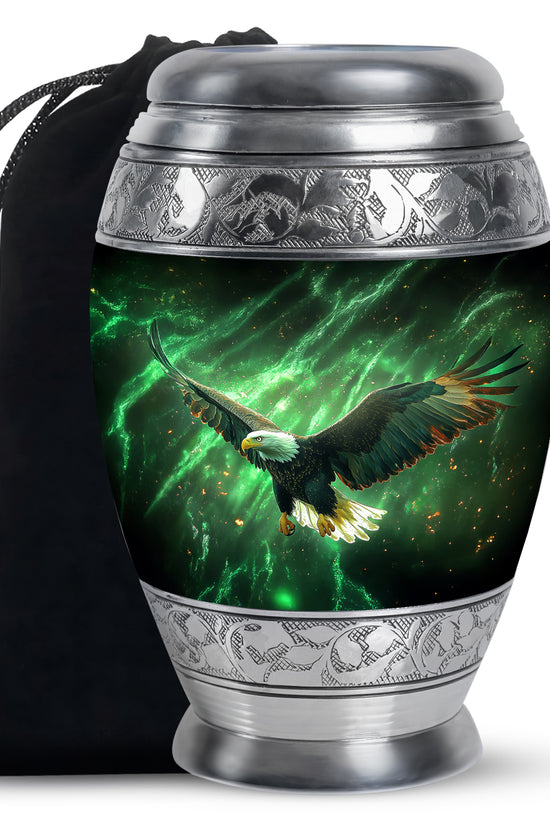 Flying Bald Eagle Cremation Urn - Scenic Memorial Urn For Human Ashes