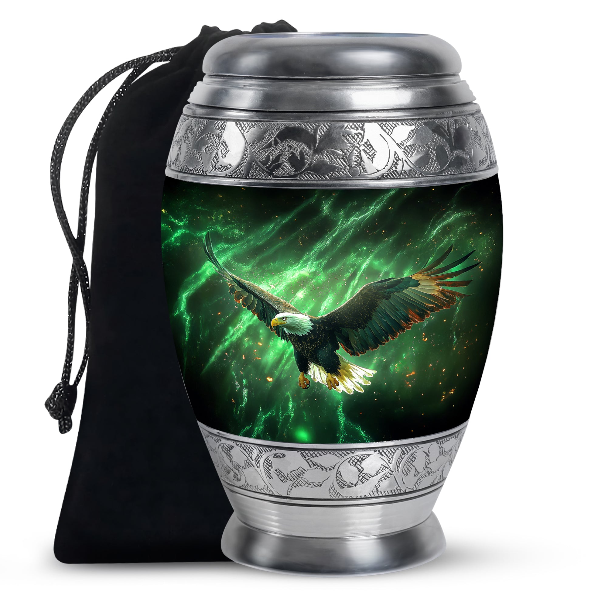 Flying Bald Eagle Cremation Urn - Scenic Memorial Urn For Human Ashes