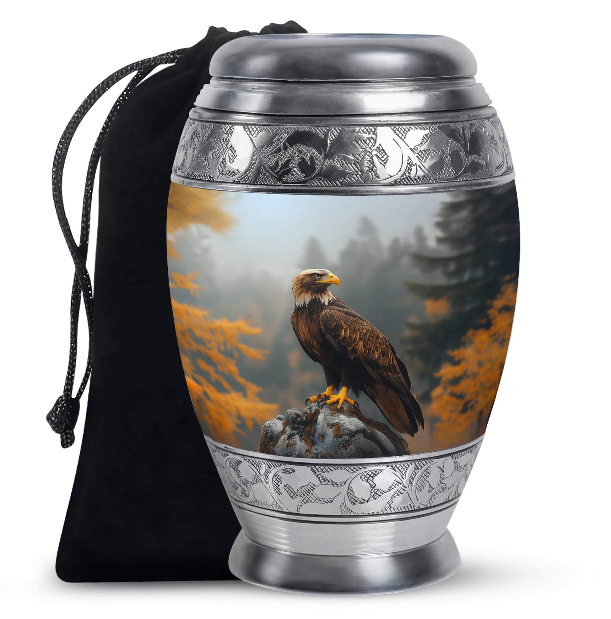 Forest Eagle Memorial Urn - Peaceful Funeral Urn For Adult Ashes