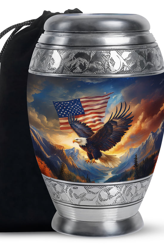 Military Memorial Urn - Bald Eagle Memorial Urn For Loved Ones