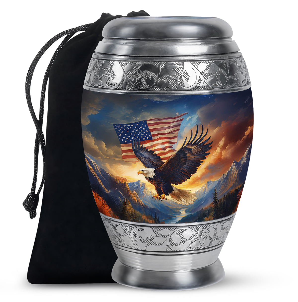 Military Memorial Urn - Bald Eagle Memorial Urn For Loved Ones