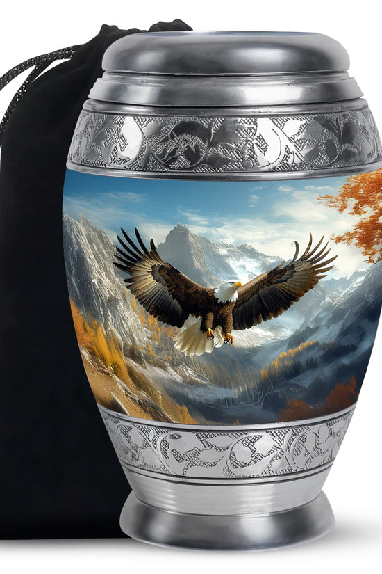 Majestic Eagle Cremation Urn - Scenic Mountain Memorial Urn For Burial
