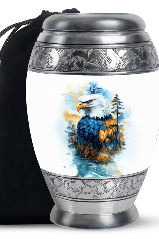 White Eagle Cremation Urn - Aluminium Memorial Urn For Loved Ones