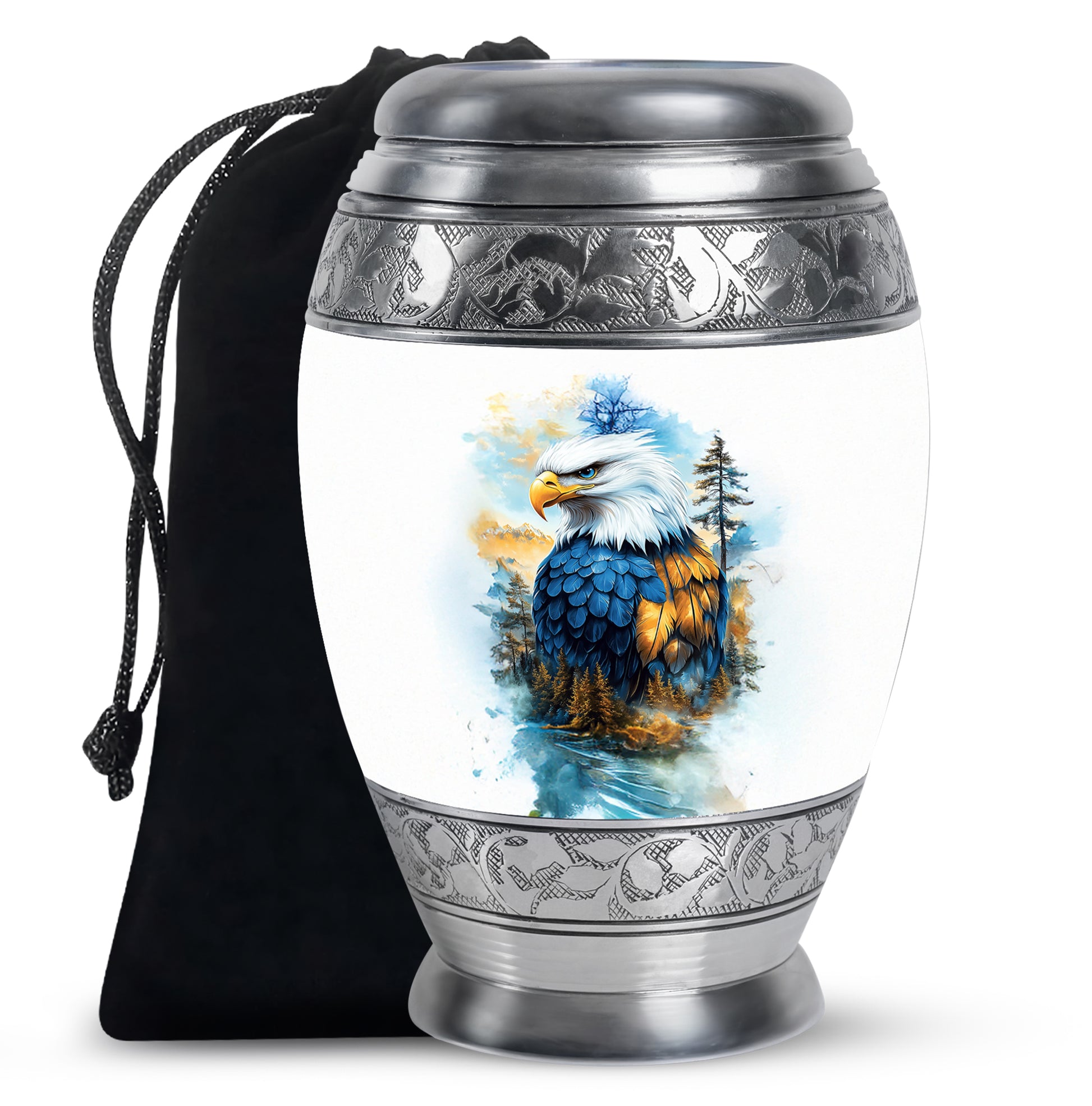 White Eagle Cremation Urn - Aluminium Memorial Urn For Loved Ones