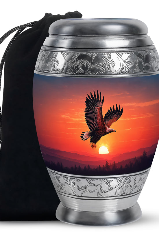 Eagle Sunset Memorial Urn - Large Funeral Urn For Human Ashes