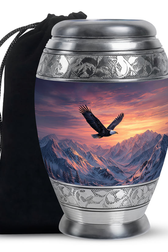 Beautiful Mountain Theme Funeral Urn - Eagle Theme Memorial Urn For Ashes