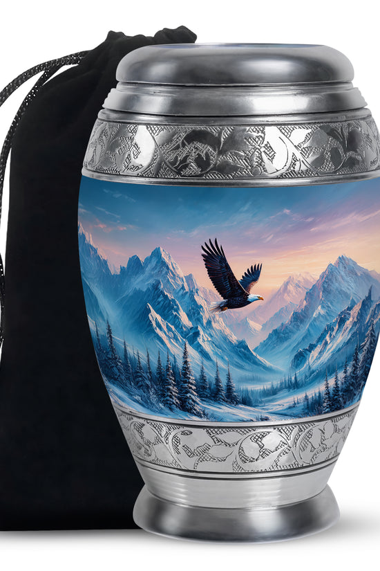 Bald Eagle Memorial Urn - Beautiful Snow Mountain Cremation Urn For Loved Ones