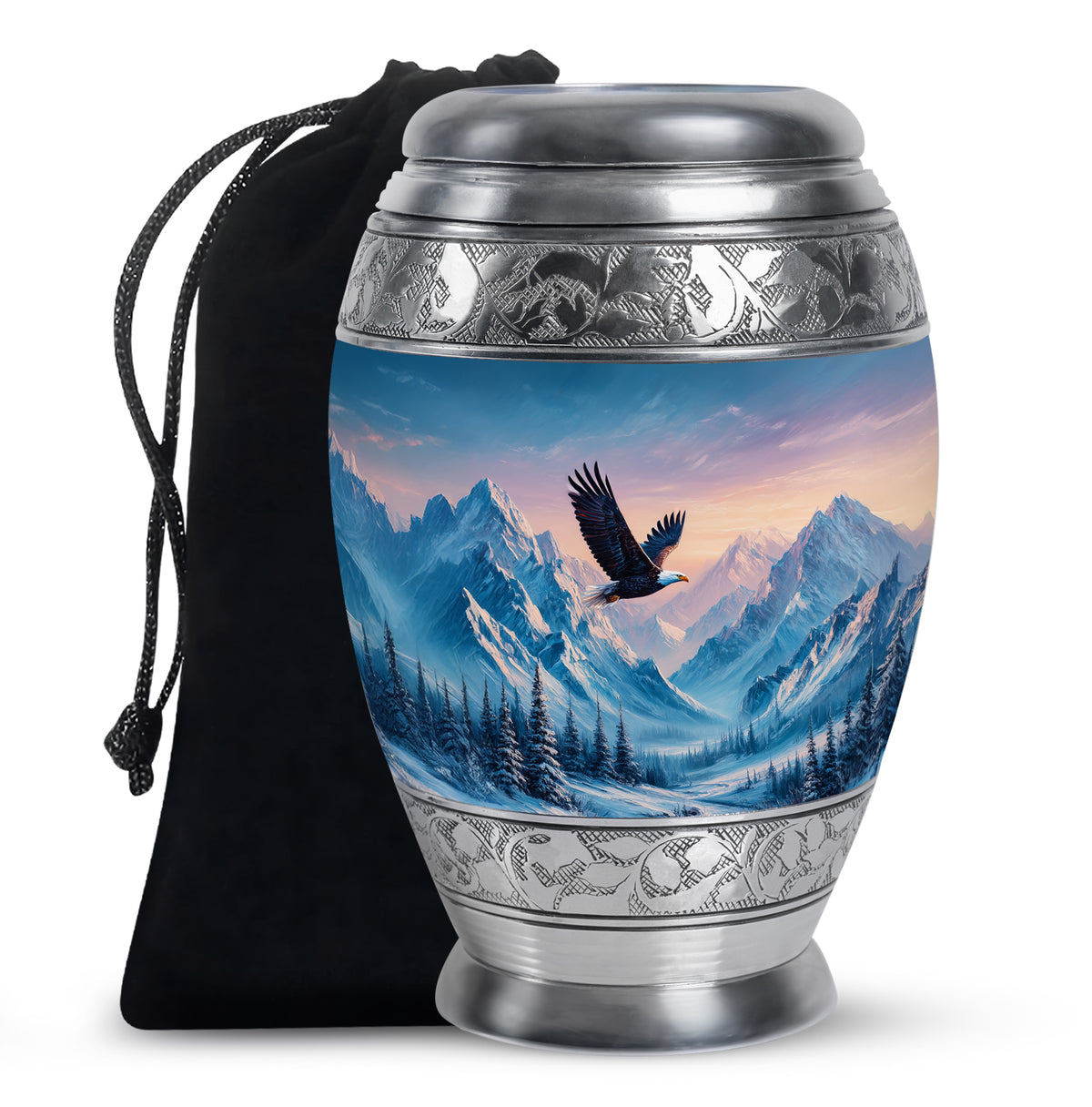 Bald Eagle Memorial Urn - Beautiful Snow Mountain Cremation Urn For Loved Ones